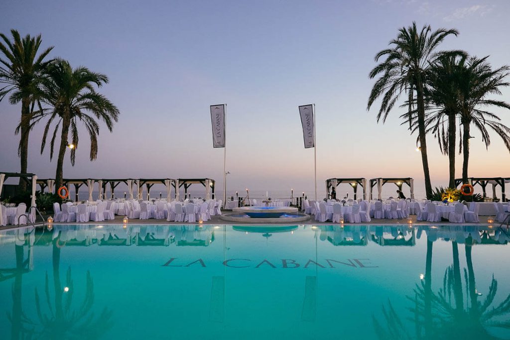 Evening gathering at Los Monteros Spa & Golf Resort, near Marbella, Costa del Sol, Spain. Golf Planet Holidays