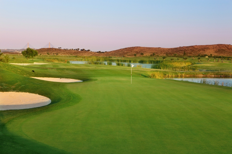 The first green on Quinta do Vale golf course, Eastern Algarve, Portugal