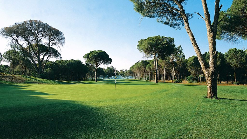 On the green at Cornelia Faldo Golf course, Belek, Turkey