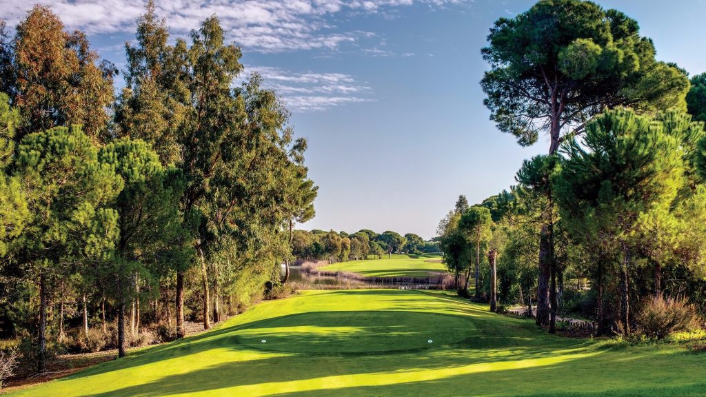 Down the fairway on Cornelia Faldo Golf course, Belek, Turkey