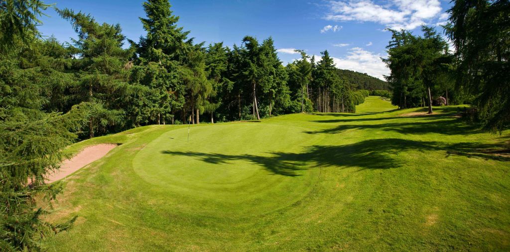 The 16th green on the Cheshire course at Carden Park Hotel, England