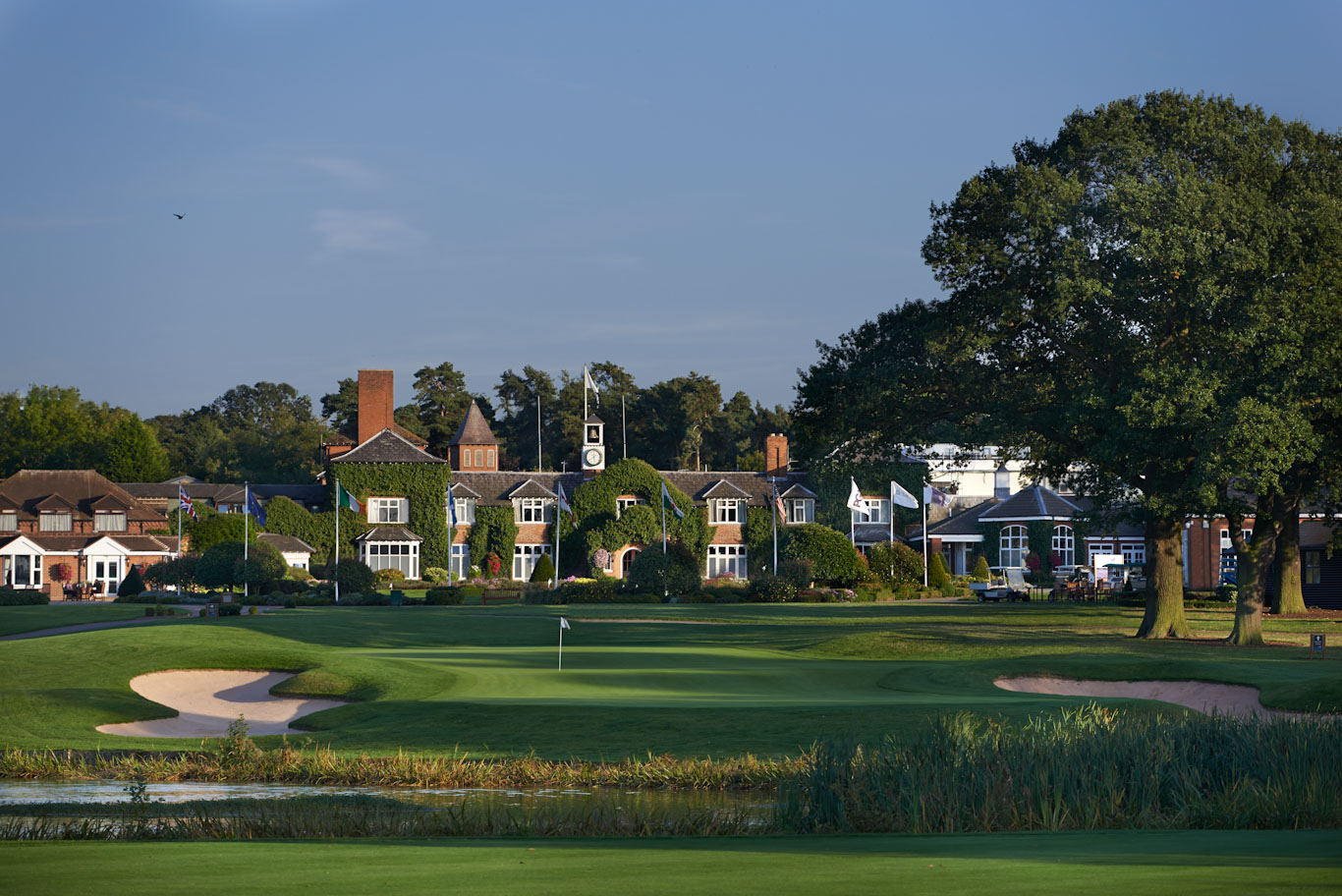 The 18th green on the Brabazon course at The Belfry Hotel and Resort, United Kingdom