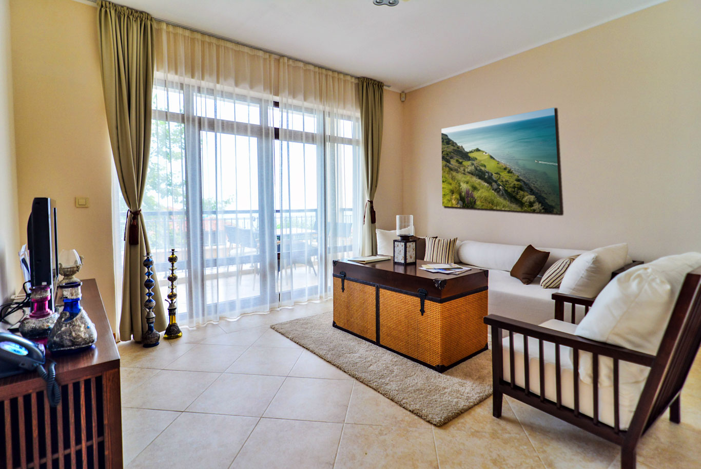 Lounge area in a bedroom at Thracian Cliffs Golf Resort and Spa, Cape Kaliakra, Bulgaria