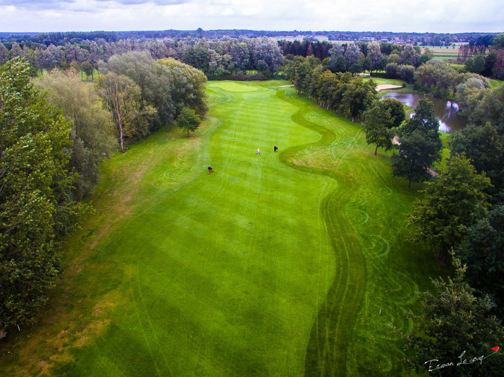 Heading down the fairway at Damme Golf Course, near Bruges, Belgium