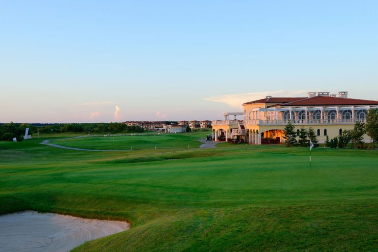 The 18th hole at the Lighthouse Golf course clubhouse, Cape Kaliakra, Bulgaria