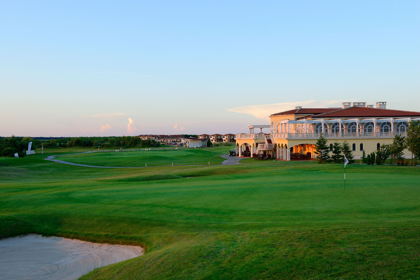 The 18th hole at the Lighthouse Golf course clubhouse, Cape Kaliakra, Bulgaria