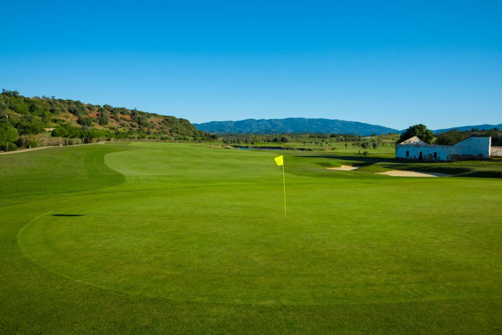 On the green at Morgado Golf Course, Algarve, Portugal