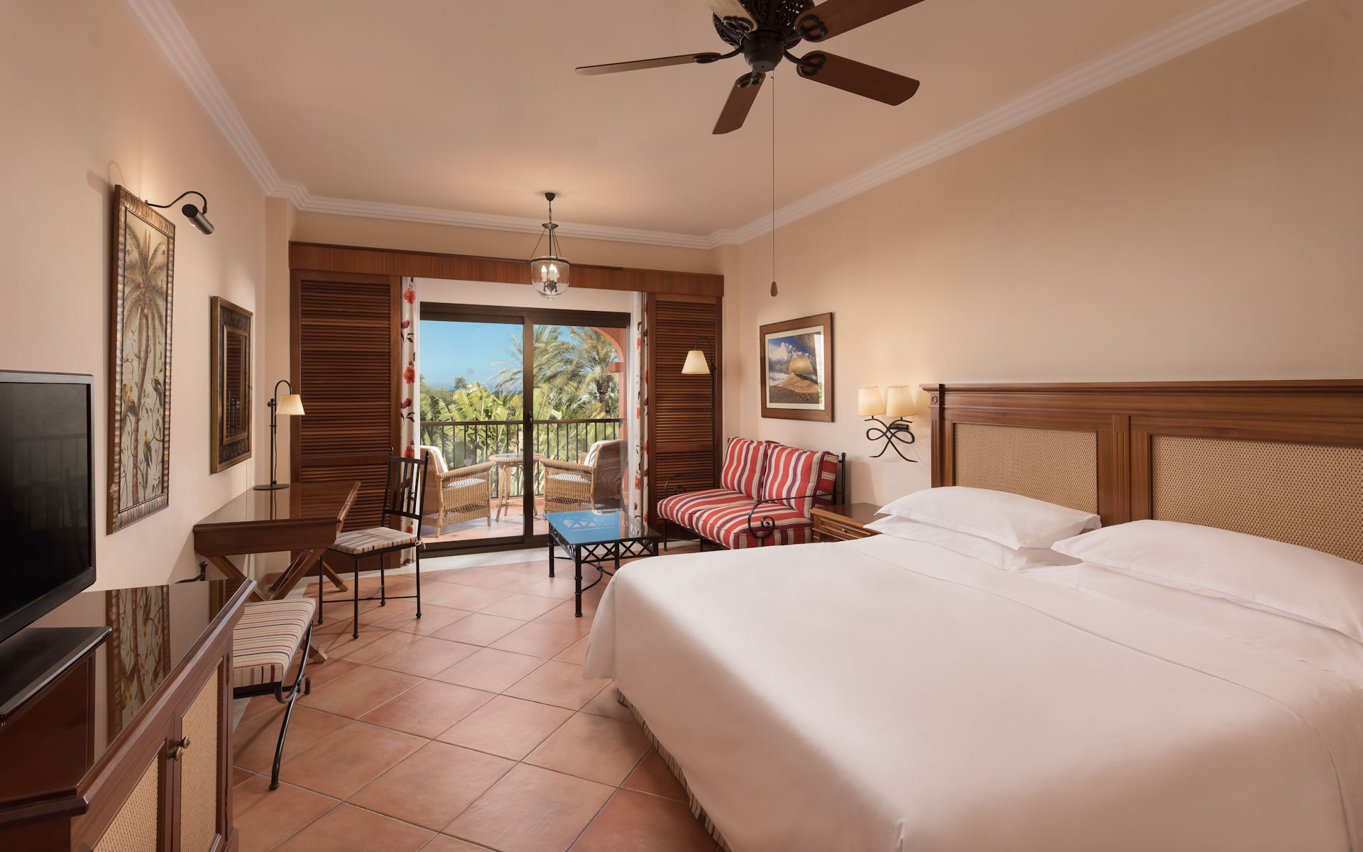 A premium bedroom with garden view at Sheraton Fuerteventura Beach Golf and Spa Resort