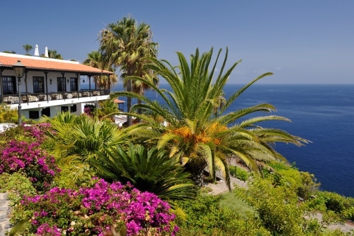 Tropical gardens at Jardin Tecina, La Gomera, near Tenerife