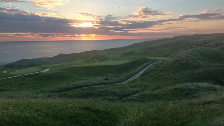 Beautiful skies over the rugged terrain of Perranporth Golf Club, North Cornwall, England