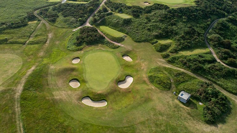 The 11th green at Sheringham Golf Club, Norfolk, England