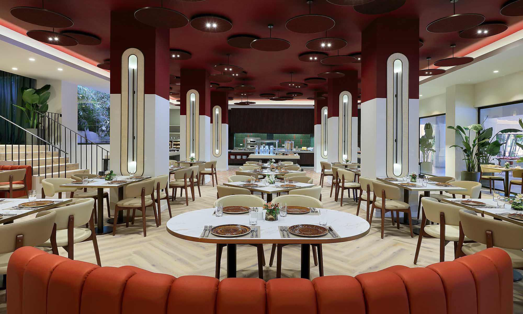 The breakfast bar at Hard Rock Hotel, Marbella, Costa del Sol, Spain