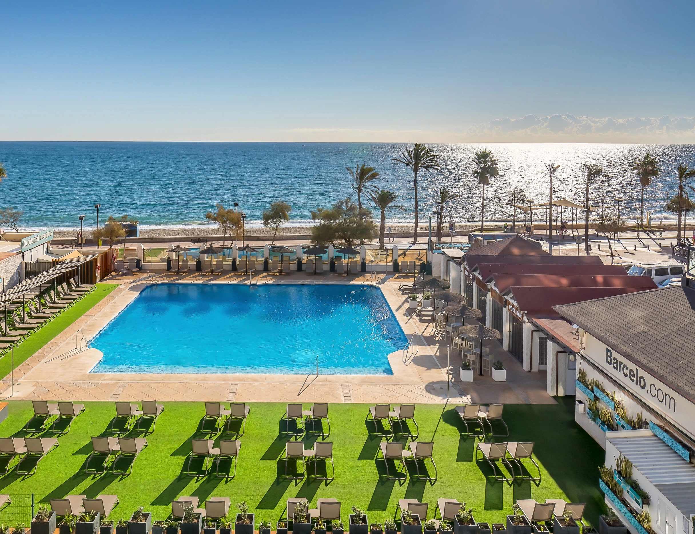 Beachside swimming pool at Hotel Occidental, Fuengirola, Costa del Sol, Spain. Golf Planet Holidays.