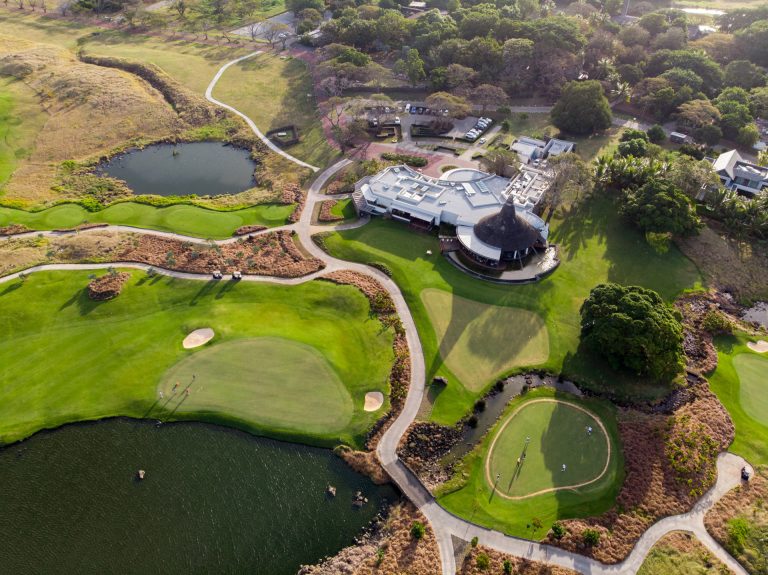 Aerial view of Mont Choisy Golf in the north of Mauritius. Golf Planet Holidays.